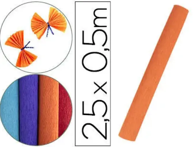 PAPEL CRESPON LIDERPAPEL ROLLO DE 50 CM X 2,5 M 85G/M2 NARANJA