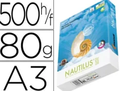 PAPEL FOTOCOPIADORA NAUTILUS SUPERWHITE 100% RECICLADO DIN A3 80 GRAMOS PAQUETE DE 500 HOJAS