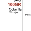 PAPEL 100GR 500HOJAS TAMAÑO OCTAVILLA 148X105MM A6 BLANCO GRUESO