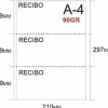 PAPEL 500H A-4 90GR PERFORADO EN 3 PARTES 99MMX210MM PARA RECIBOS BANCARIOS IMPRESORA LASER O INKJET
