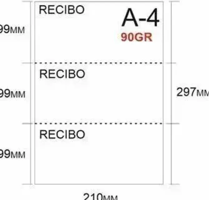 PAPEL 500H A-4 90GR PERFORADO EN 3 PARTES 99MMX210MM PARA RECIBOS BANCARIOS IMPRESORA LASER O INKJET