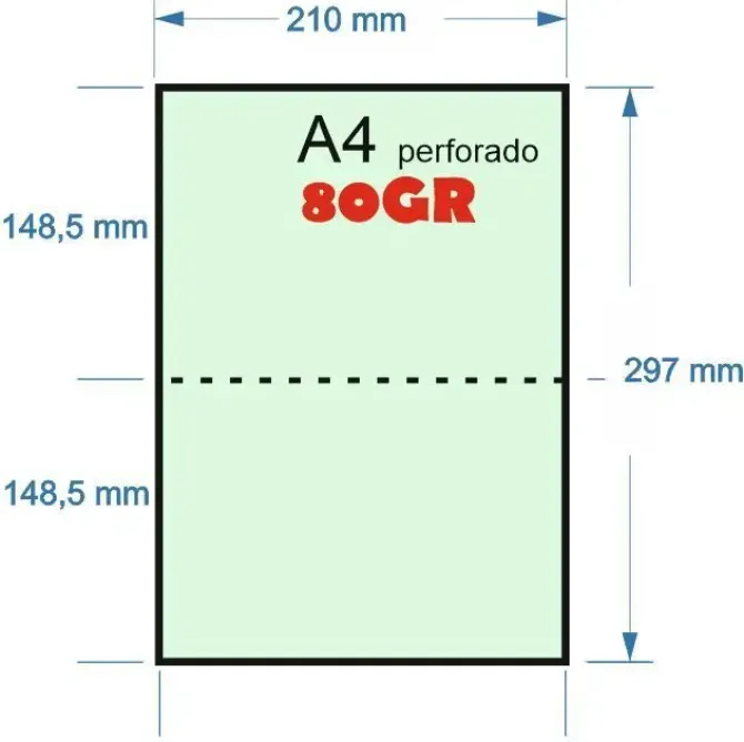 PAPEL 500H A-4 80GR VERDE PERRFORADO EN 2 PARTES 148,5X210 PRECORTE EN 2 CUARTILLAS A5 PARA ALBARANES CON COPIA EN LA MISMA HOJA