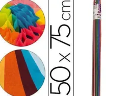 PAPEL SEDA LIDERPAPEL 12 COLORES SURTIDOS 17G/M2 ROLLO DE 24 HOJAS 50X75CM