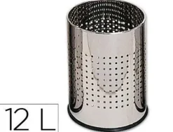 PAPELERA CONNECT METALICA PERFORADA 12 LITROS CROMADA 325X250 MM CS29629