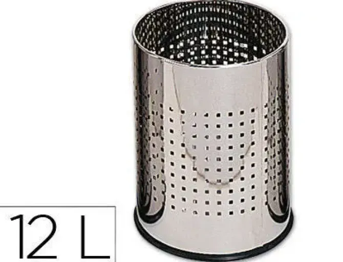 PAPELERA CONNECT METALICA PERFORADA 12 LITROS CROMADA 325X250 MM CS29629