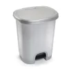 PAPELERA CONTENEDOR PLASTICFORTE PLASTICO CON TAPADERA Y PEDAL 27 LITROS COLOR PLATA 380X320X450 MM