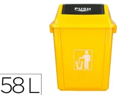 PAPELERA CONTENEDOR Q-CONNECT PLASTICO CON TAPA DE BALANCIN 58 LITROS 470X330X760 MM AMARILLO