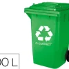 PAPELERA CONTENEDOR Q-CONNECT PLASTICO CON TAPADERA 100L COLOR VERDE 750X470X370 MM CON RUEDAS