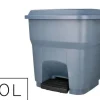 PAPELERA CONTENEDOR Q-CONNECT PLASTICO CON TAPA Y PEDAL 30 LITROS GRIS 395X395X420 MM