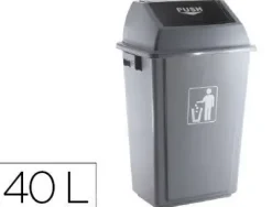 PAPELERA CONTENEDOR Q-CONNECT PLASTICO CON TAPA DE BALANCIN 40 LITROS GRIS 410X280X610 MM