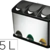PAPELERA CONTENEDOR Q-CONNECT METALICA CON TAPADERA DE PLASTICO Y PEDAL 3 DEPOSITOS 45L 605X340X485 MM