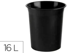 PAPELERA PLASTICO ARCHIVO 2000 ANTIMICROBIANA SANITIZED PLASTICO NEGRO 16 LITROS 290X310 MM