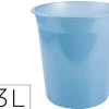 PAPELERA PLASTICO LIDERPAPEL CELESTE TRANSLUCIDO 13 LITROS 275X285 MM MM
