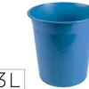 PAPELERA PLASTICO LIDERPAPEL CELESTE OPACO 13 LITROS 275X285 MM