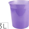 PAPELERA PLASTICO LIDERPAPEL LAVANDA TRANSLUCIDO 13 LITROS 275X285 MM MM