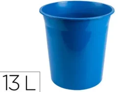 PAPELERA PLASTICO Q-CONNECT AZUL OPACO 13 LITROS DIM. 275X285MM