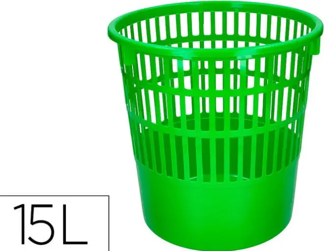 PAPELERA PLASTICO Q-CONNECT 15 LITROS COLOR VERDE 285X290 MM