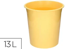 PAPELERA PLASTICO Q-CONNECT AMARILLO PASTEL OPACO 13 LITROS 275X285 MM