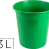 PAPELERA PLASTICO Q-CONNECT VERDE OPACO 13 LITROS DIM. 275X285MM