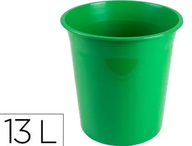 PAPELERA PLASTICO Q-CONNECT VERDE OPACO 13 LITROS DIM. 275X285MM