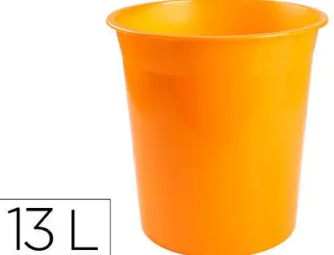 PAPELERA PLASTICO Q-CONNECT NARANJA TRANSLUCIDO 13 LITROS 275X285 MM