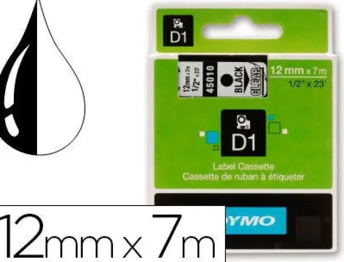 PAPER MATE CINTA DYMO D1 12MMX7M NEGRO/TRANSPARE 45010 MAK220294
