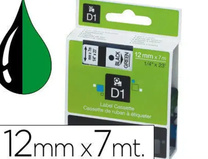 PAPER MATE CINTA DYMO D1 12MMX7M NEGRO/VERDE 45019 MAK249945