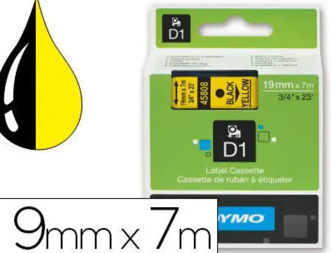 PAPER MATE CINTA DYMO D1 9MMX7M NEGRO/AMARILLO S0720730 MAK249956