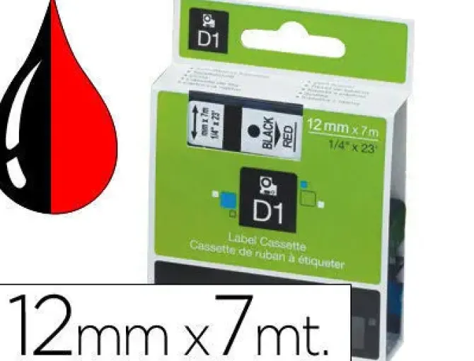 PAPER MATE CINTA DYMO D1 12MMX7M NEGRO/ROJO 45017 MAK220298