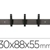 PERCHERO LIDERPAPEL PARED METALICO 5 COLGADORES COLOR NEGRO 430X88X55 MM
