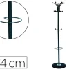 PERCHERO METALICO Q-CONNECT NEGRO DE PIE 10 COLGADORES Y PARAGUERO 174X40 CM