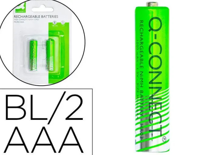 PILA Q-CONNECT ALCALINA AAA RECARGABLE BLISTER DE 2 UNIDADES