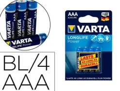 PILA VARTA ALCALINA LONGLIFE POWER AAA TIPO LR-03 BLISTER DE 4 UNIDADES