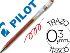 PILOT BOLIGRAFO DE GEL G1 - RECARGABLE - PUNTA DE BOLA 0.5MM - TRAZO 0.3MM - CUERPO TRANSPARENTE - COLOR ROJO