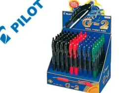 PILOT G2 ROLLERBALL EXPOSITOR DE 60 BOLIGRAFOS DE GEL - PUNTA 0.7MM - TRAZO 0.32MM - RECARGABLE - GRIP ERGONOMICO - COLORES SURTIDOS