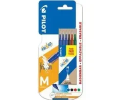 PILOT PACK DE 6 RECAMBIOS PARA FRIXION BALL Y FRIXION CLICKER - PUNTA DE BOLA REDONDA 0.7MM - TRAZO 0.4MM - COLORES: 3X AZUL, 1X NEGRO, 1X ROJO Y 1X VERDE