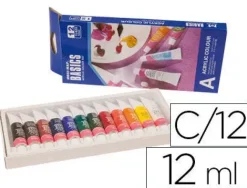 PINTURA ACRILICA ARTIST CAJA CARTON DE 12 COLORES SURTIDOS TUBO DE 12 ML