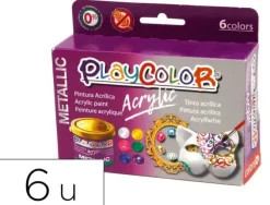 PINTURA ACRILICA PLAYCOLOR ACRYLIC METALLIC 40 ML CAJA DE 6 UNIDADES COLORES SURTIDOS