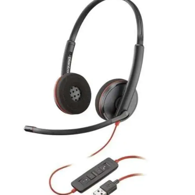 PLANTRONICS/POLY BLACKWIRE C3220 USB-A AURICULARES CON MICROFONO - ALMOHADILLAS ACOLCHADAS - CONTROLES EN CABLE - COLOR NEGRO