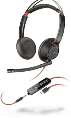 PLANTRONICS/POLY BLACKWIRE C5220 USB-C AURICULARES CON MICROFONO - CANCELACION DE RUIDO - DIADEMA METALICA ACOLCHADA - ALMOHADILLAS DE PIEL SINTETICA - CONTROLES EN CABLE
