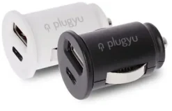 PLUGYU CARGADOR COCHE 2 PUERTOS USB + TYPE C NEGRO