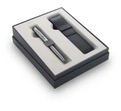 PLUMA+PURERA SONNET ACERO FUNDA PIEL