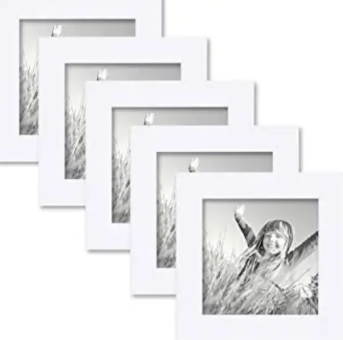 PORTAFOTO MARCO 10X10CM MADERA BLANCO CUADRADO