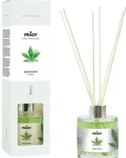 PRADY AMBIENTADOR PREMIUM MARIHUANA - FRASCO DE CRISTAL 130ML Y VARITAS DIFUSORAS