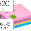 QCONNET CUBO DE NOTAS REPOSICIONABLES 76 X 76 MM. 320 HOJAS COLORES FUERTES SURTIDOS CS34210 KF02514