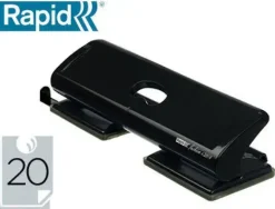 RAPID FC20/4 TALADRO PERFORADOR - HASTA 20 HOJAS - 4 ORIFICIOS - PUNZONES 5.5MM - COLOR NEGRO