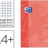 RECAMBIO COLOR 1 OXFORD DIN A4+ 80 HOJAS 90 GR CUADRICULA 5 MM TAPA BLANDA 4 TALADROS CORAL TOUCH