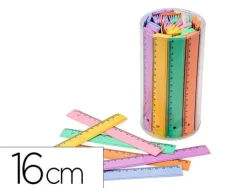 REGLA FAIBO PLASTICO 16 CM BOTE DE 100 UNIDADES COLORES SURTIDOS