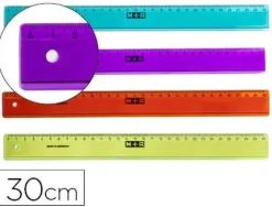 REGLA M+R 30 CM PLASTICO COLORES SURTIDOS GRADUADA Y BISELADA