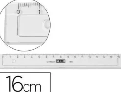 REGLA M+R 16 CM PLASTICO TRANSPARENTE CON BISEL